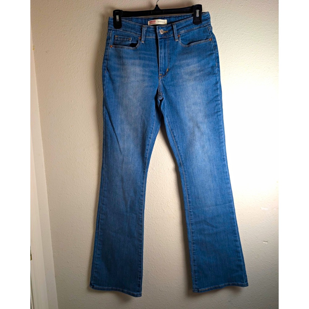Levi Strauss Signature Womens Bootcut Jeans Blue Stretch Denim Mid Rise